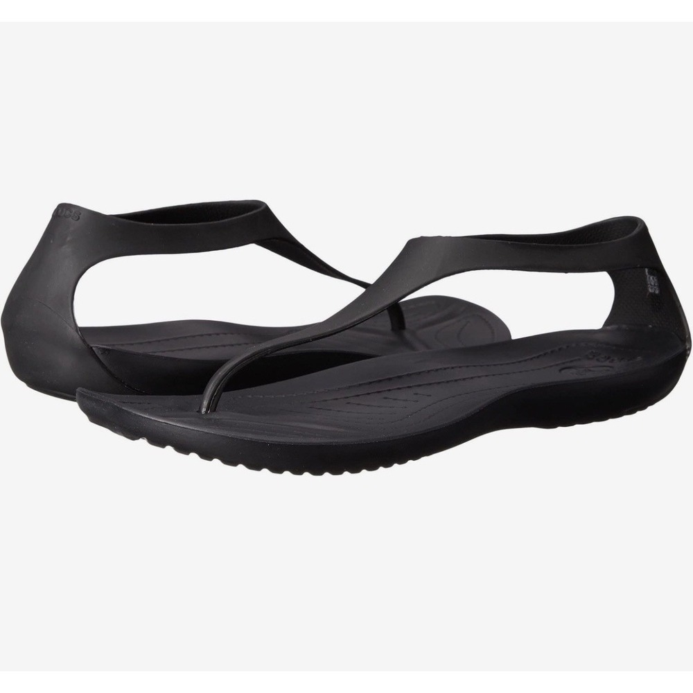 Crocs Sexi Flip Black Women Sandals T-Strap Flat Thong Size 11